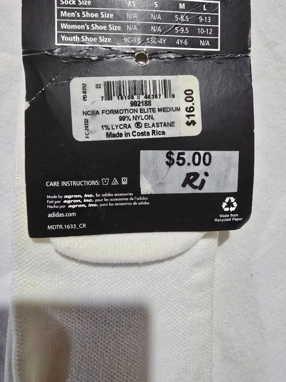 NWT Adidas Formotion Elite Soccer Socks White Medium Men 5-8.5 Women 5-9.5 Youth
